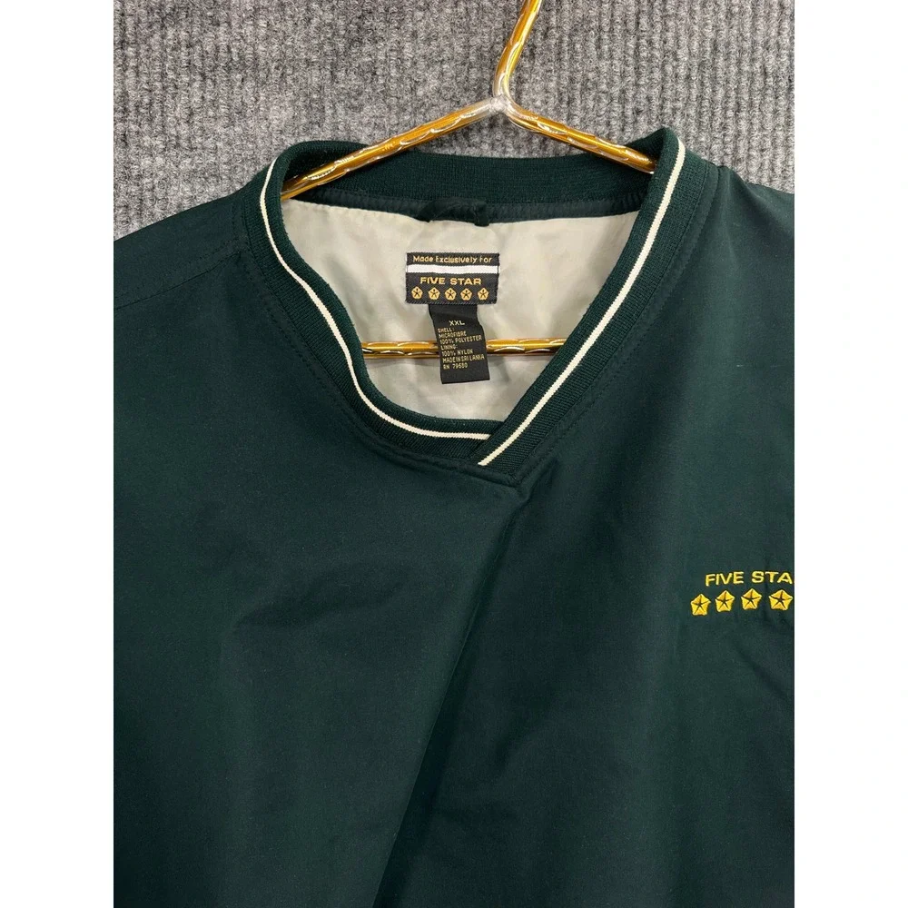 Five Star Windbreaker Pullover Mens XXL Green Excellent V-Neck Golf Windshirt